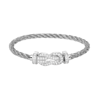 [AuraEcho]CHANCE LARGE 8 FIGURE BUCKLE FULL DIAMOND BRACELET SILVER