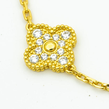 [AuraEcho]CLOVER BRACELET 5 MOTIFS GOLD DIAMOND