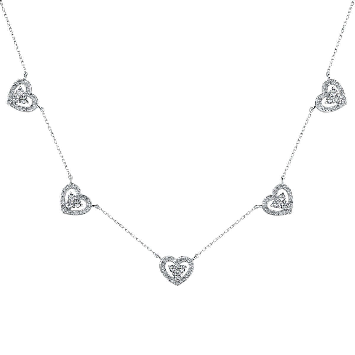 [AuraEcho]Sparkling Five Heart Necklace