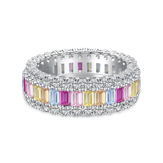[AuraEcho]Dainty Colorful Radiant Cut Daily Ring