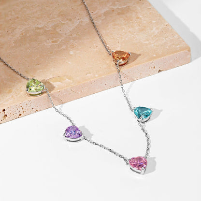 [AuraEcho]Sparkling Colorful Heart Cut Necklace