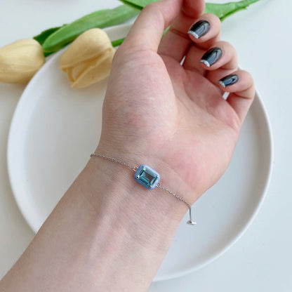 [AuraEcho]2.0 Carat Sparkling Colorful Emerald Cut Daily Bracelet