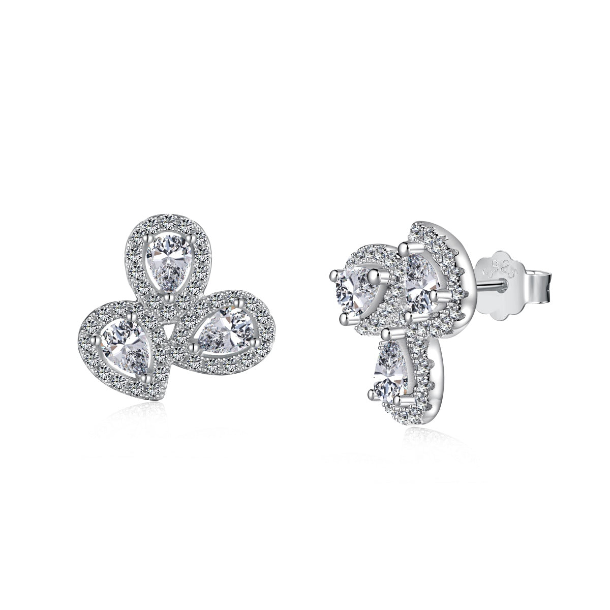 [AuraEcho]Ornate Flower Shape Pear Cut Lover Earrings