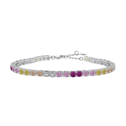 [AuraEcho]Radiant Colorful Round Cut Tennis Bracelet