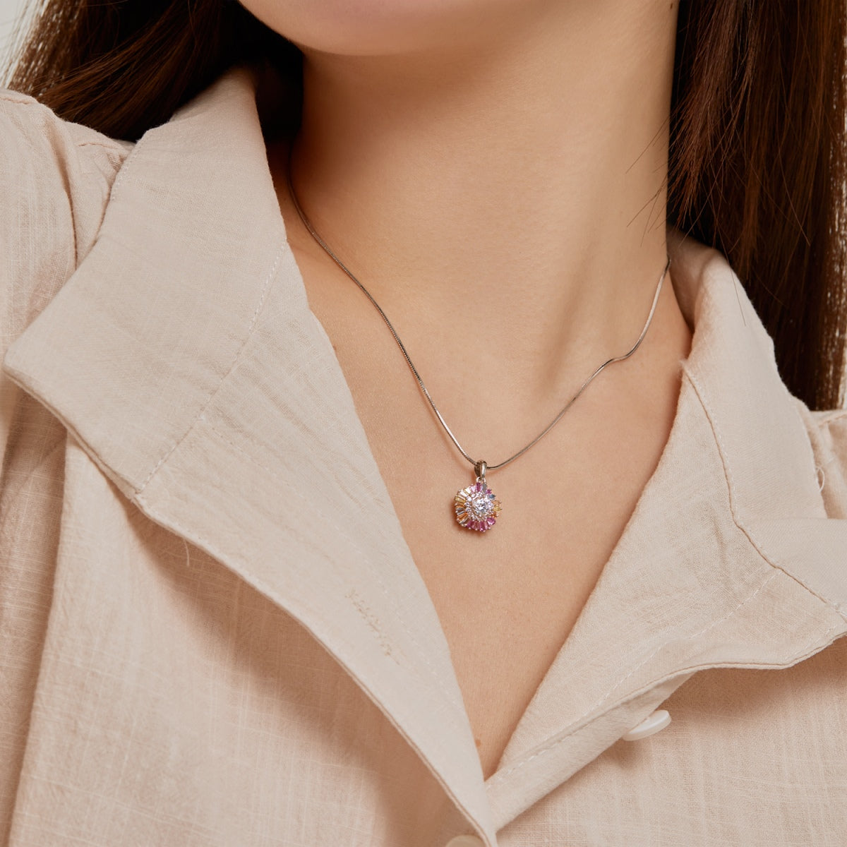 [AuraEcho]Charming Flower Colorful Necklace