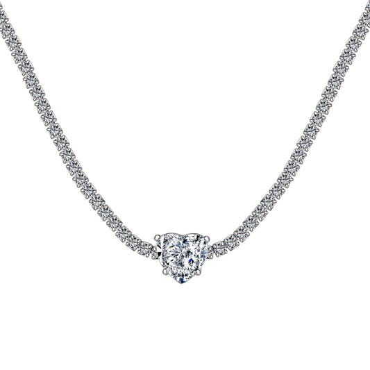 [AuraEcho]2.0 Carat Sparkling Tennis Heart Cut Necklace