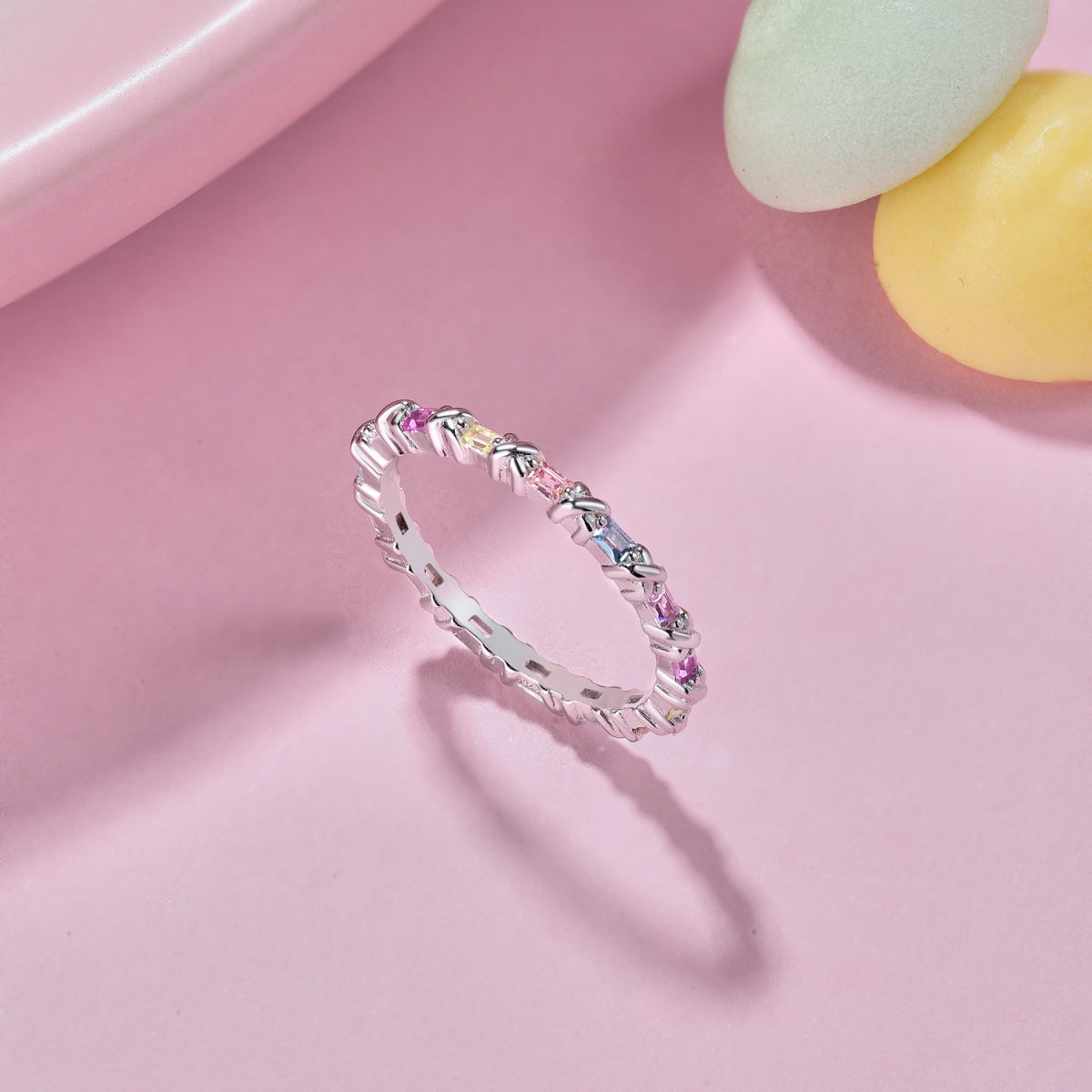 [AuraEcho]Charming Colorful Round Cut Daily Ring