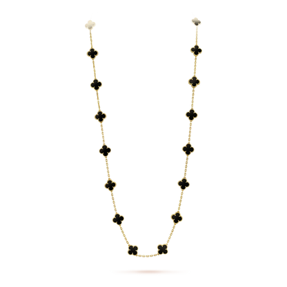 [AuraEcho]CLOVER 20 MOTIFS ONYX NECKLACE
