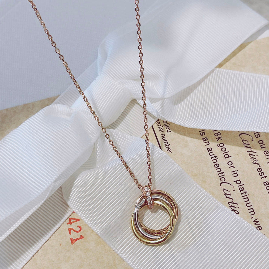 [AuraEcho]TRINITY NECKLACE GOLD  DIAMONDS
