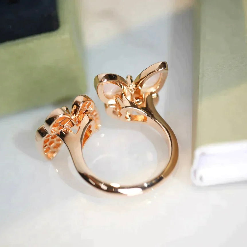 [AuraEcho]TWIN BUTTERFLY DIAMOND MOP RING