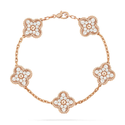 [AuraEcho]CLOVER 5 MOTIFS  FULL DIAMOND BRACELET