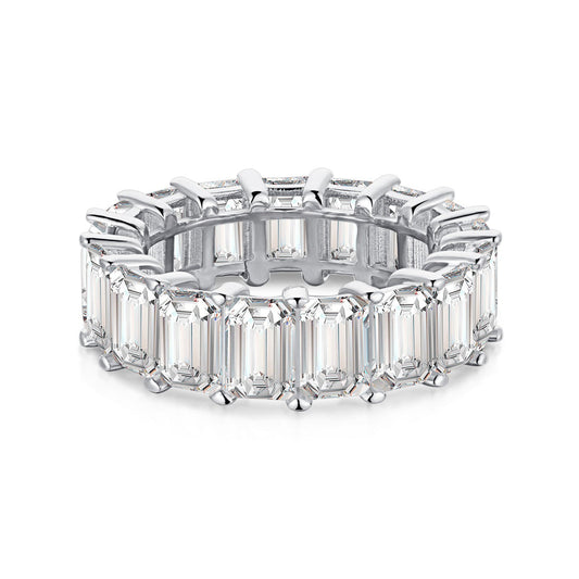 [AuraEcho]0.75 Carat Elegant Emerald Cut Tennis Ring