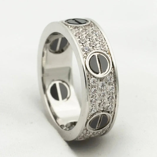[AuraEcho]LOVE RING 5.5MM DIAMONDS PAVED CERAMIC