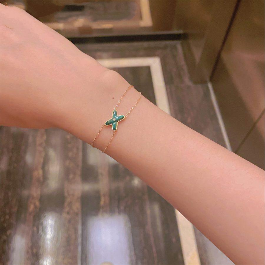 [AuraEcho]JEUX BRACELET MALACHITE PINK GOLD 1 DIAMOND