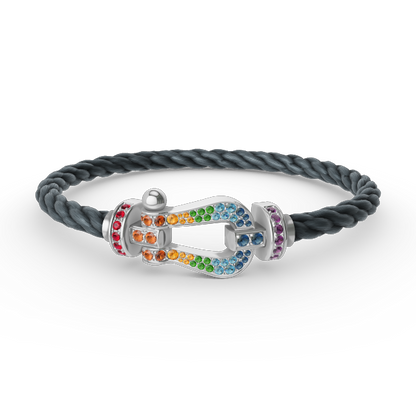 [AuraEcho]FORC LARGE HORSESHOE  COLORED DIAMOND BRACELET SILVER