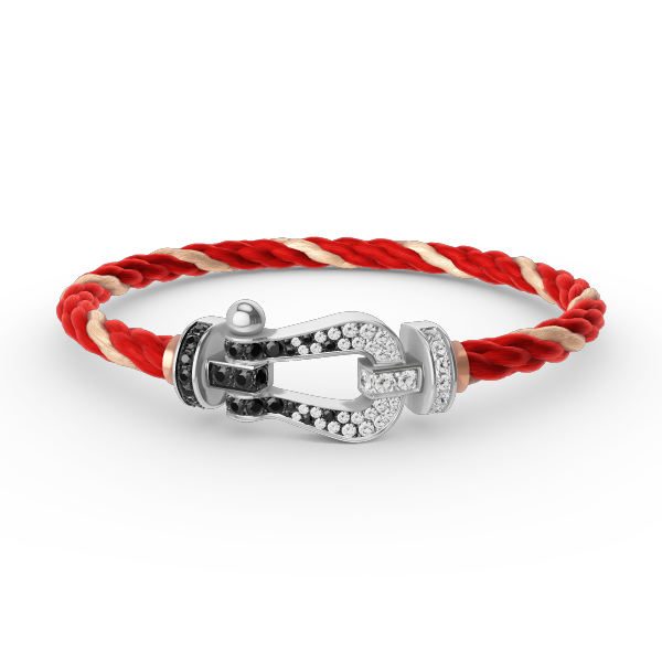 [AuraEcho]FORCE LARGE HORSESHOE BLACK WHITE DIAMOND BRACELET SILVER
